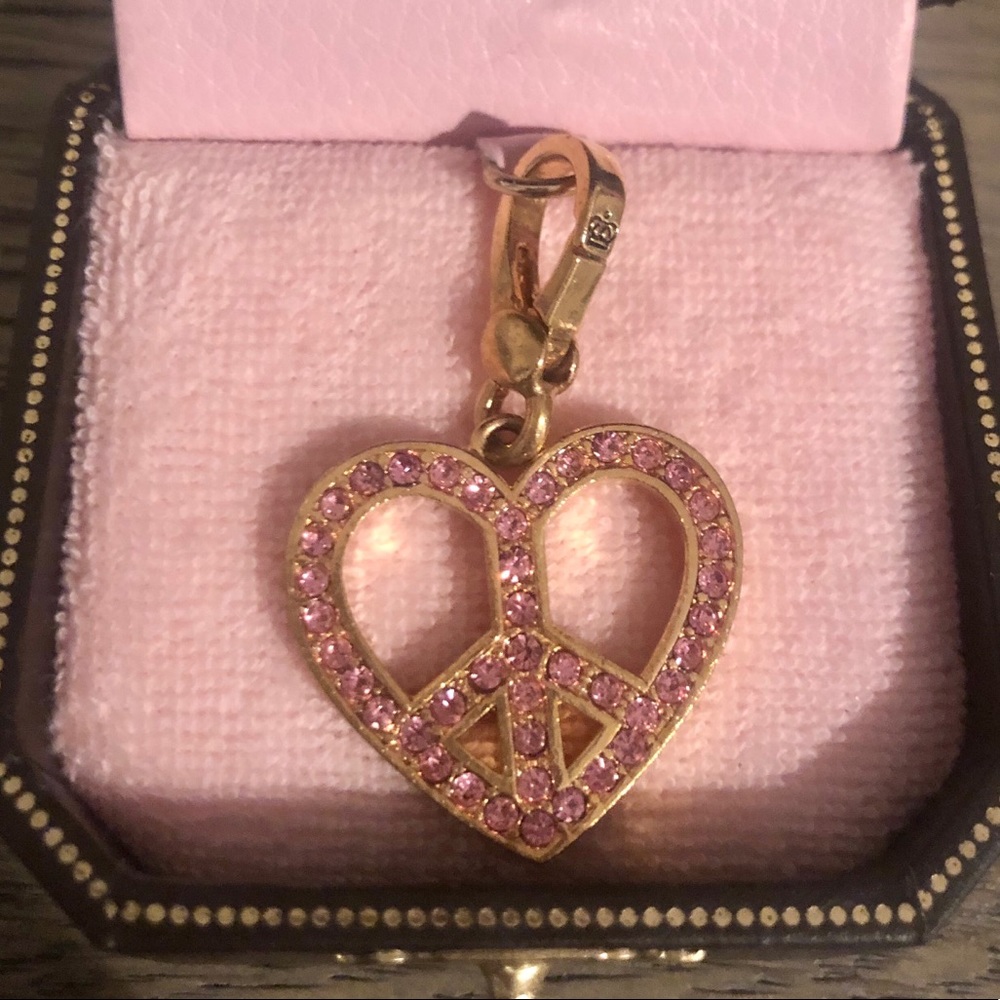 VINTAGE Juicy Couture Pave Heart Peace Sign Charm